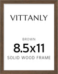Vittanly 8.5x11 Picture Frame, Solid Wood Frame with Plexiglass, Includes 6x8 Mat, Wall Hanging or Tabletop for Photos, Home Decor, Brown, 1 Pack