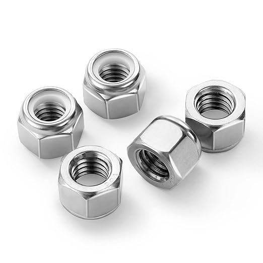MewuDecor #10 32 Nylon Insert Hex Lock Nuts Locknuts, 304 Stainless Steel 18-8, Bright Finish, 100 PCS