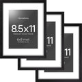 Homeforia 8.5x11 Picture Frame Black Wood, High End Oak 8.5 x 11 Frames with Mat 6 by 8 Print, 8.5by11 Wooden Frame Matted to 6x8 inch Photo, Wall or Tabletop Frame, Tempered Glass, Wall Kit, Set of 3