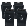 18 Gallon Plastic Trash Can with Swing Lid, 4-Pack Large Kitchen Swing-Top Garbage Can, Grey