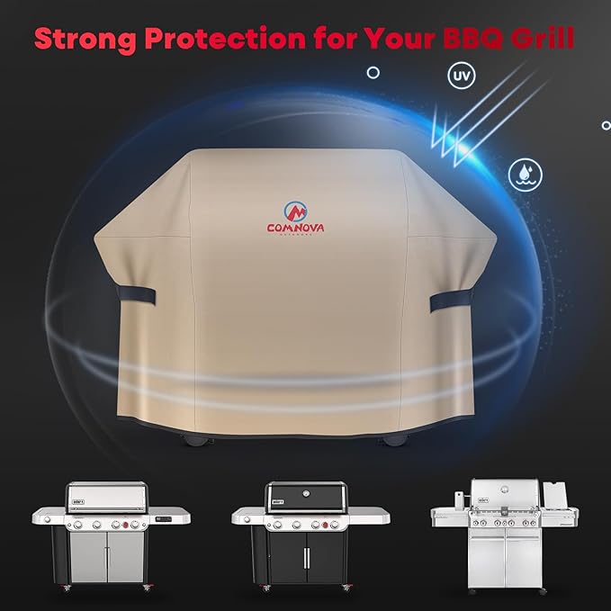 Comnova Grill Cover 72 Inch - 600D BBQ Cover for Outdoor Grill Waterproof and Heavy Duty, Large Barbecue Gas Grill Covers for Weber, Char-Broil, Nexgrill, Monument, Dyna-glo, Brinkmann and More