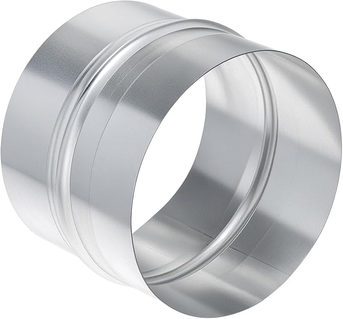 QWORK 5" Metal Duct Connector, Straight Pipe Coupler, Two-Hole Duct Connector, Round Ventilation Extension Fitting for HVAC Systems