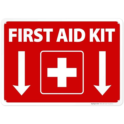 First Aid Kit Sign, (SI-1040) 10x14 Inches, 55 mil Thick HDPS (high Density polystyrene), Made in USA