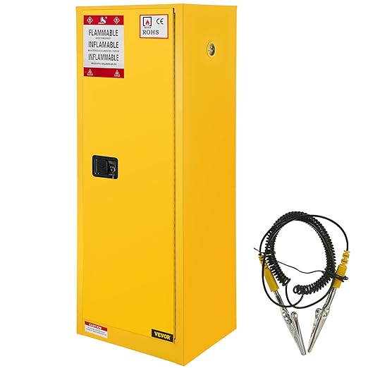 VEVOR Flammable Cabinet 18" x 18" x 35", Galvanized Steel Safety Cabinet, Adjustable Shelf Flammable Storage Cabinet, for Commercial Industrial and Home Use, Yellow: Industrial & Scientific