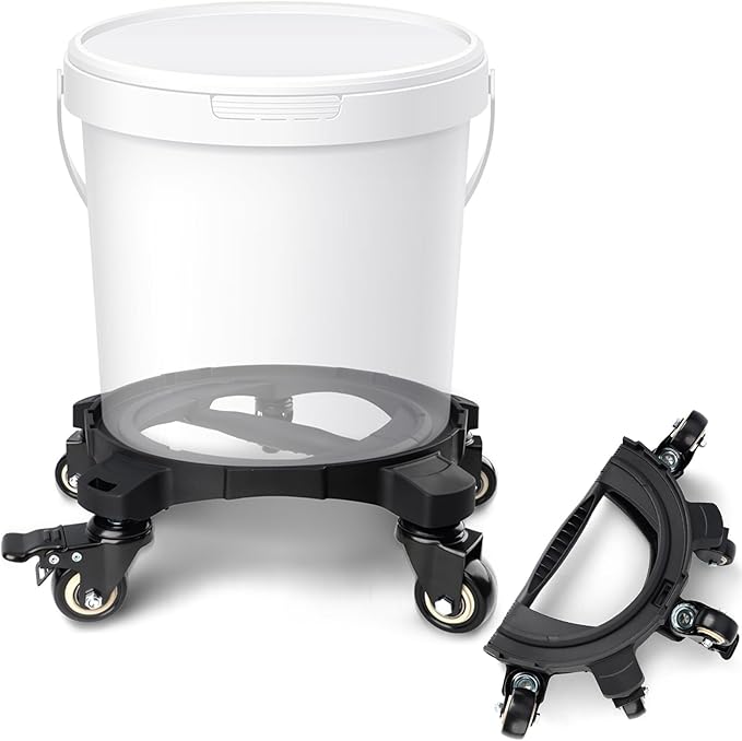 2025 Upgraded Foldable Car Wash Bucket Dolly 5 Gallon with Wheels,360°Rolling Car Wash Buckets Dolly for Washing, Waxing, Removable Bucket Mover,Fits 3.5–5 Gallon Buckets,Supports Up to 265 lbs