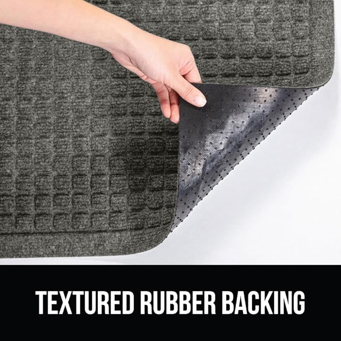 GORILLA GRIP Front Door Mat, 35x23, Indoor Outdoor Ultra Absorbent HydroAbsorb Doormat, Absorbs Up to 5.7 Cups of Water, Stain and Fade Resistant, Rubber Backing Doormats, Captures Dirt, Grey