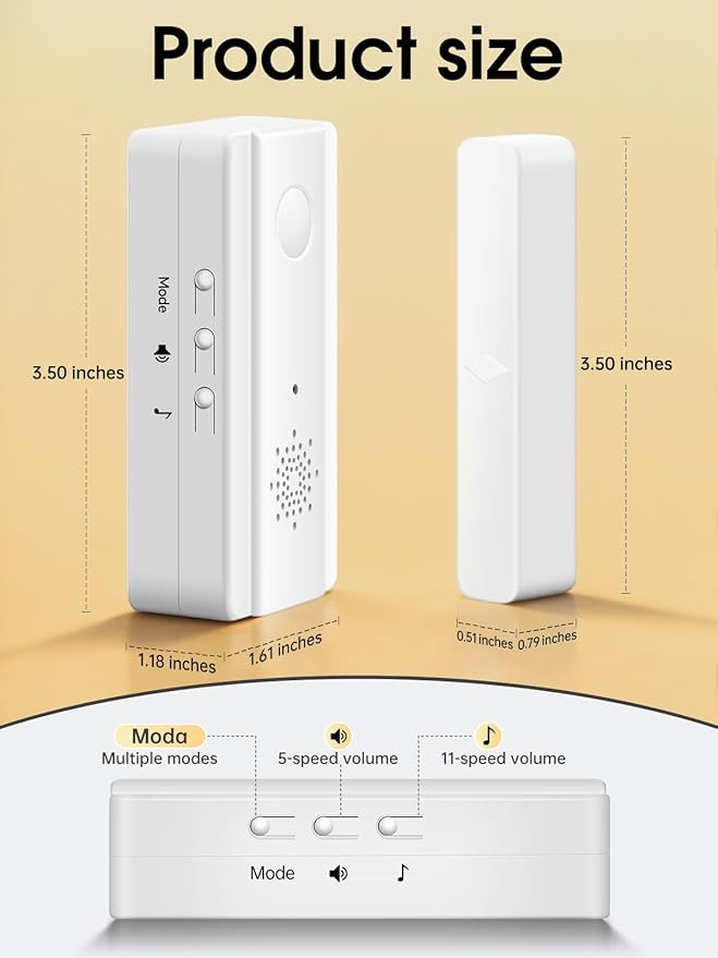 Freezer Door Alarm with Adjustable Voice Reminders (60s/30s/10s/0s Delay) for Open Freezer or Refrigerator Doors