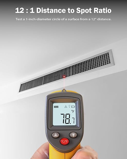 Infrared Thermometer Laser Temperature Gun, Digital Surface Heat Temp Gun Non-Contact for Cooking Food, Pizza Oven, Griddle Meat, Refrigerator, HVAC, Grill, Engine -58℉~986℉