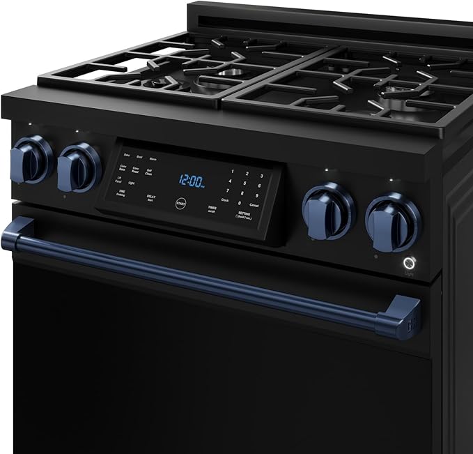 Gordon Ramsay by THOR Kitchen 30 Inch Professional Gas Range with Tilt Panel Touch Control in Black/Navy Blue