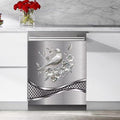 Imitation Stainless Steel Design Bird Painting Kitchen Decorative Dishwasher Cover Magnet Sticker,Fridge Panel Door,Refrigerator Decal Home Decor 23x26inch