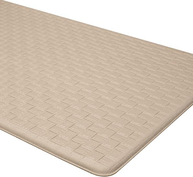 Achim Home Furnishings Woven-Embossed Faux-Leather Anti-Fatigue Mat - 20in x 39in - Tan