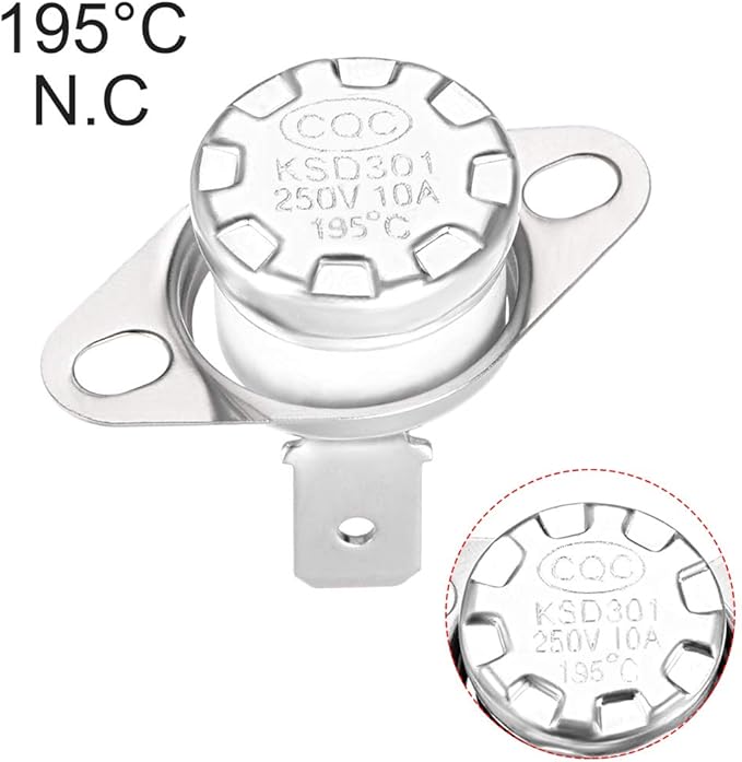 uxcell KSD301 Thermostat 195°C/383°F 10A Normally Closed N.C Adjust Snap Disc Temperature Switch for Microwaves,Oven,Coffee Maker 2pcs,Ceramic Material