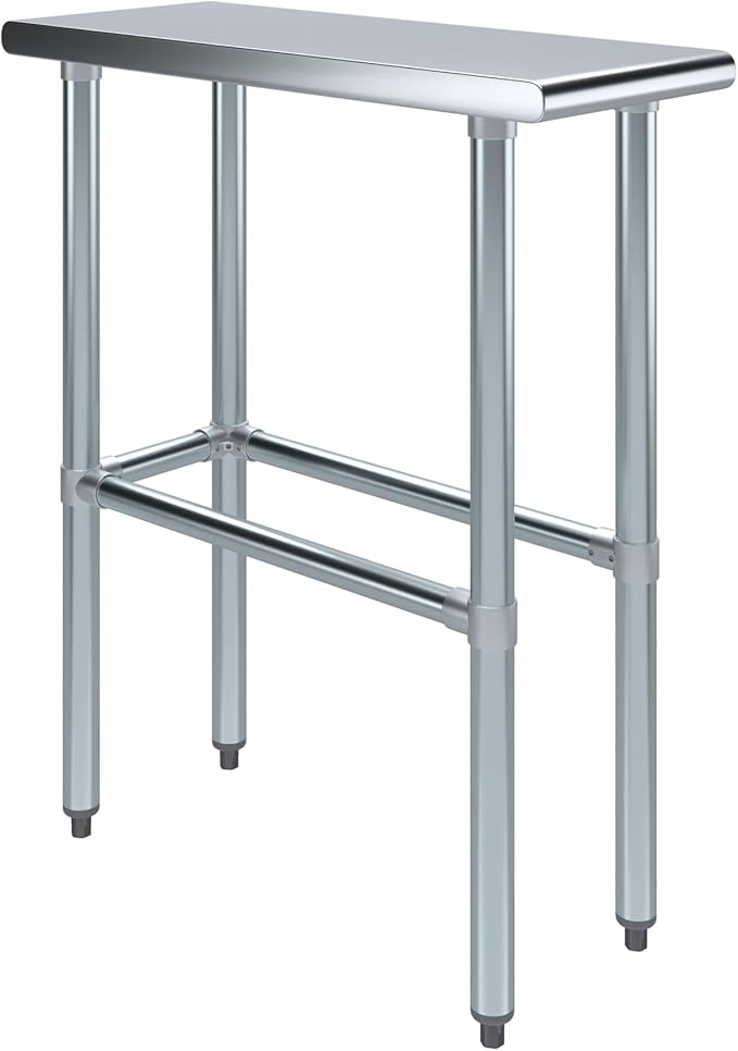 AmGood Stainless Steel Work Table Open Base | NSF Kitchen Island Food Prep | Laundry Garage Utility Bench (12" Long X 30" Deep)