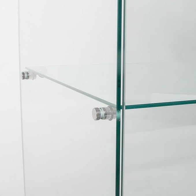 Yoluckea 5 Shelves Glass Display Cabinet with 2 Doors, Floor Standing Clear Glass Curio Cabinet Collection Display Case for Living Room Bedroom 73.82” x 31.69” x 14.37” White