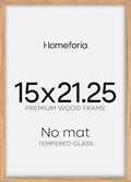 Homeforia 15x21.25 Puzzle Frame Wooden, High End Natural Oak 15 x 21.25 Picture Frames Light Wood without Mat, 21.25x15 Poster Frame for Wall, 15by21.25 Thin Frames, Tempered Glass, Wall Kit, Set of 1