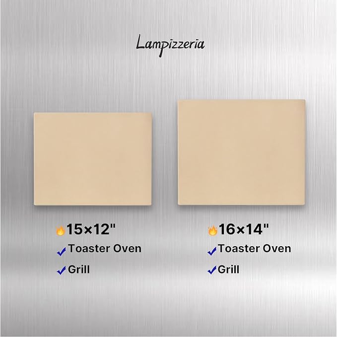 Large 16"x14" Pizza Stone for Outdoor Cooking, Grill & Camping Cordierite Baking Stone with Non-Slip Handles High Heat Resistance