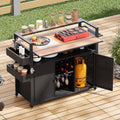 Outdoor Grill Cart Prep Station, Double Tabletop Kitchen Island