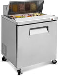 29"W Commercial Sandwich Prep Table Refrigerator - Stainless Steel Door with 8 Pans, 8 Cu.Ft Capacity, Auto Defrost, Digital Temperature Control for Restaurants, Delis, Catering & Convenience Stores