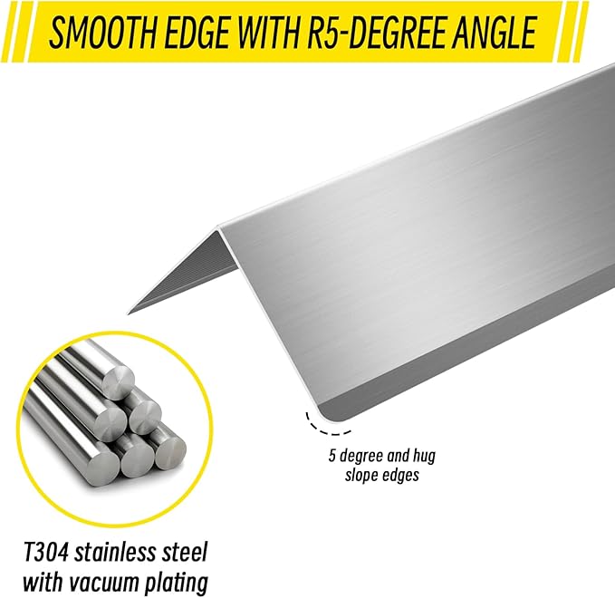Steel Corner Guards 2 x 2 x 48” Metal Protector, 10 Pack Metal Wall Corner Protector T304 Stainless Steel Wall Molding Trim (Silver)