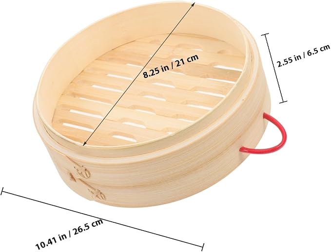 Steamer Basket with Cover 20cm Red-ear Double Handle Food Steamer for Vegetables Dumplings and Bao Buns Household and Commercial Cooking