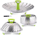 Vegetable Steamer Basket, Stainless Steel Folding Steamer Basket Insert for Veggie Fish Seafood Cooking, Expandable to Fit Various Size Pot (7.1" to 11" Triangle)