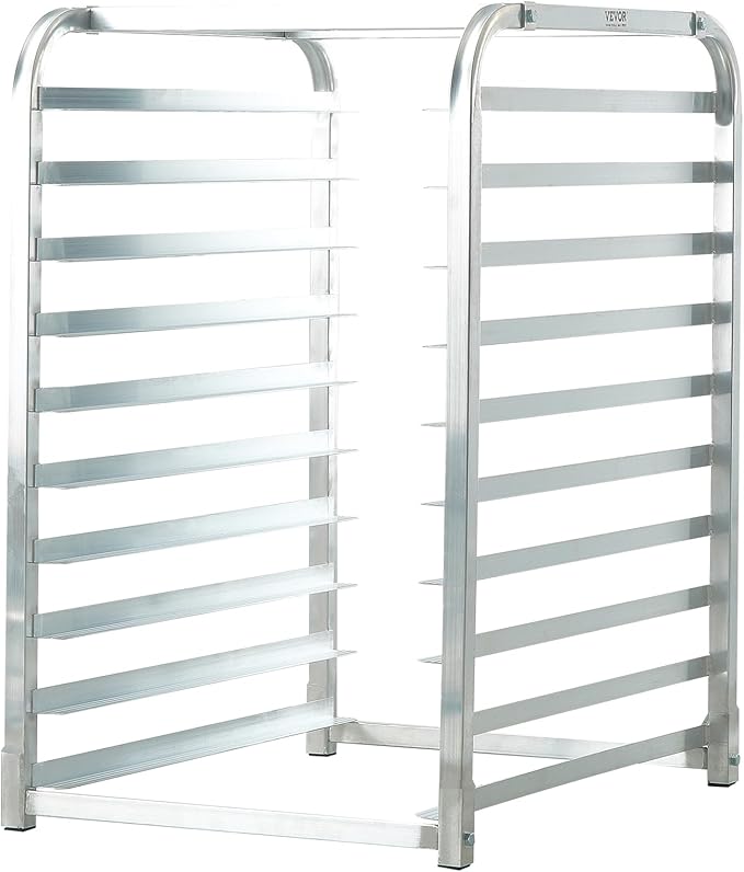VEVOR 10-Tier Bun Pan Rack, Aluminum Racking Trolley Storage with Brake Wheels, Commercial Bakery Racks for Half & Full Sheet, Speed Rack For Kitchen Home, Bread Baking Equipment, 26"L x 20.3"W x 39"H