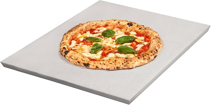 FibraMent-D Premium 3-Piece Pizza Stone Set – 20" x 15" x 3/4" Rectangle Baking Stone with Peel & Rocker Cutter – Made in USA – Ranked Best Overall Pizza Stone for Even Heat & Crispy Crusts