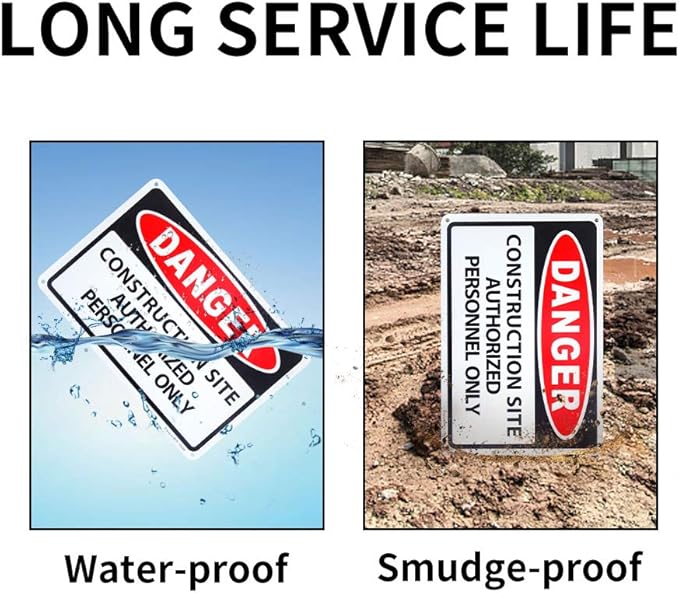 2 Pack Danger - Construction Site Authorized Personnel Only Sign, 10"x 7" .04" Aluminum Sign Rust Free Aluminum-UV Protected and Weatherproof