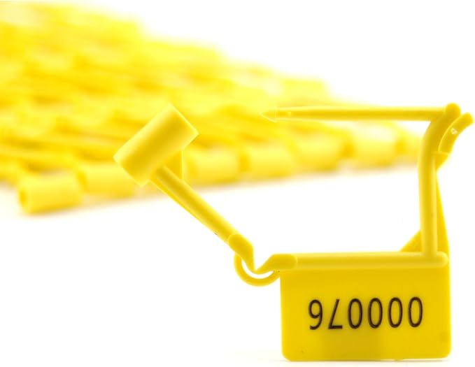 Plastic Security Padlock Seals Numbered Security Tags - Tamper Proof Disposable Locks for Luggage Medical Clothing (1000 PCS) (Yellow)