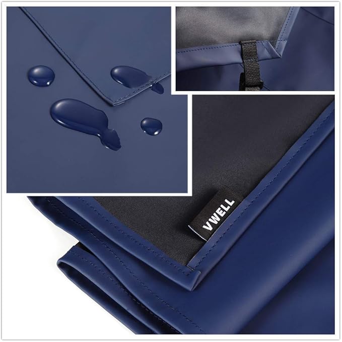 VWELL Waterproof PVC Apron, 41.5'' Long, Blue, Unisex Adult, Kitchen Cooking Work Apron