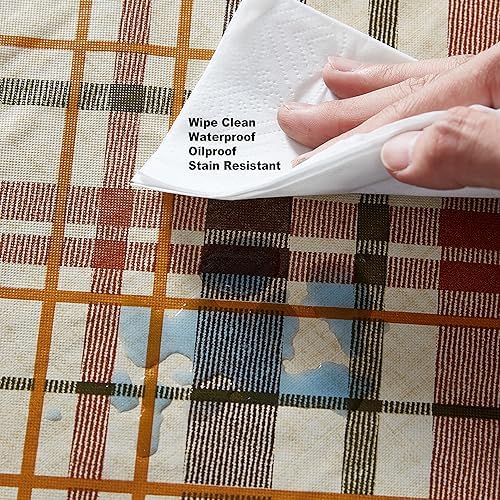 Newbridge Thanksgiving Diagonal Plaid 60 x 84 Inch Oval Vinyl Tablecloth