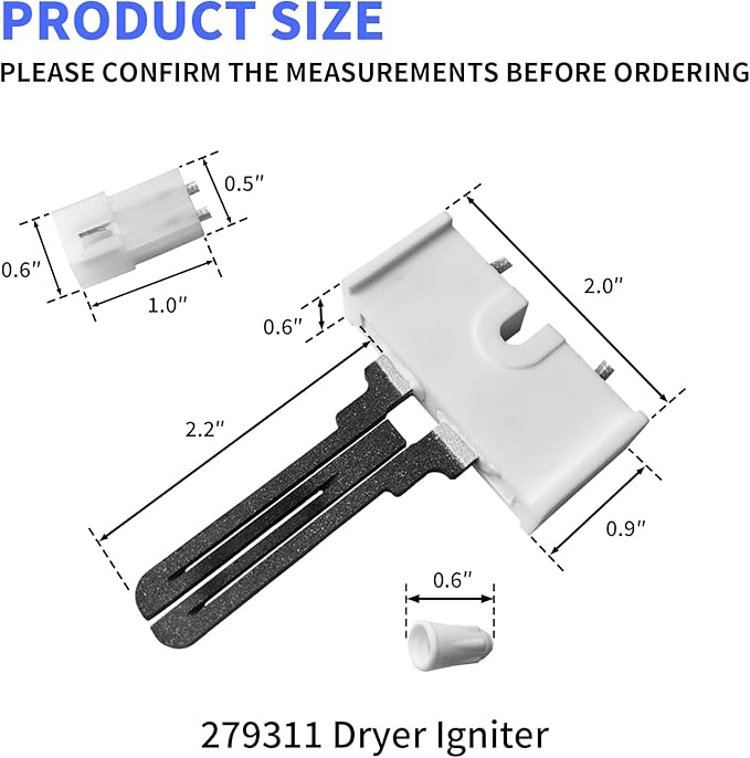 279311 Gas Dryer Burner Igniter Replacement fits for Kenmore Whirlpool Maytag GE Replaces 685211 8113 660991