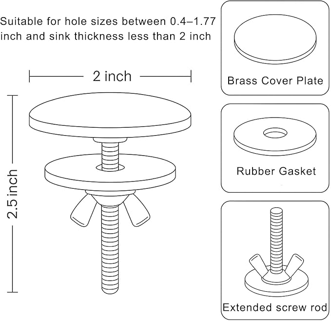 2 Pcs Solid Brass Kitchen Sink Hole Cover, 2 Inch Faucet Hole Cover, Brushed Bronze Finish Tap Hole Plate Stopper Cover, Countertop Hole Cover for Kitchen and Bathroom Sinks (Brushed Bronze)