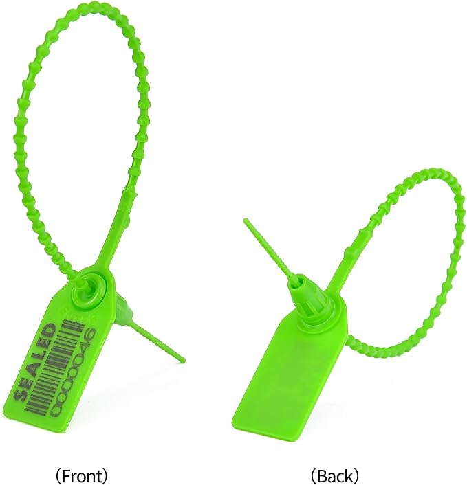 500 Green Plastic Barcode Seals, Numberd Plastic Tamper Seals Security Tags, Pull-Tite Safety Zip Ties, Tamper Proof Tags Plasic Locks for Fire Extinguishers