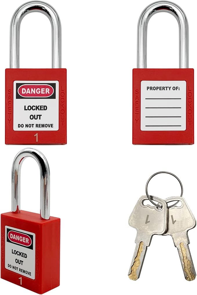 Lockout Tagout Locks, Safety Padlock, Loto Locks Keyed Differently Lock Out Tag Out 100 pcs Safety Padlocks Plastic with 100 Lockout TagOut Tags Red