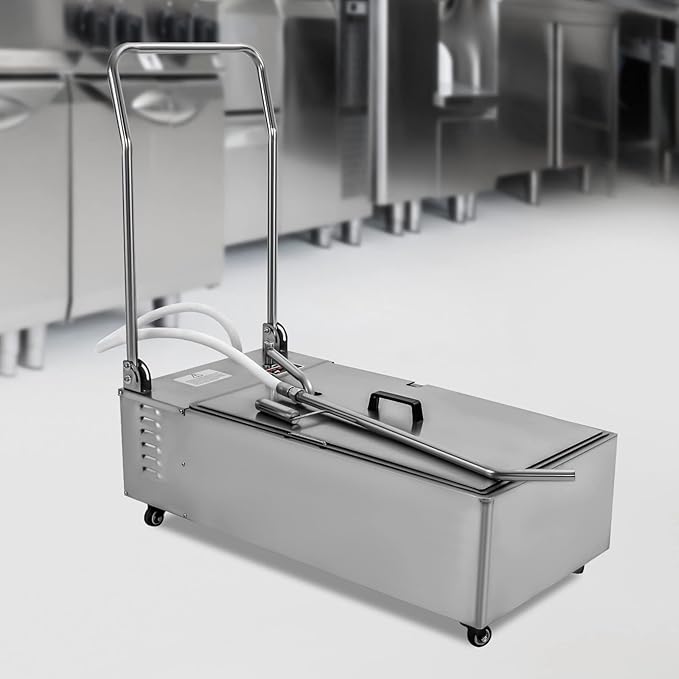 Mobile Fryer Filter Machine 55L/14.53 Gal Commercial Oil Filler Cart Truck Separator Stainless Steel Cooking Oil Filtration System For Restaurant Supermarket (370W)