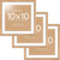 Homeforia 10x10 Picture Frame Wood, High-End Natural Oak 10 x 10 Thin Square Poster Frames with Mat 8 by 8 inch Photo, 10by10 Light Wooden Frame Matted to 8x8 Print, Tempered Glass, Wall Kit, Set of 3