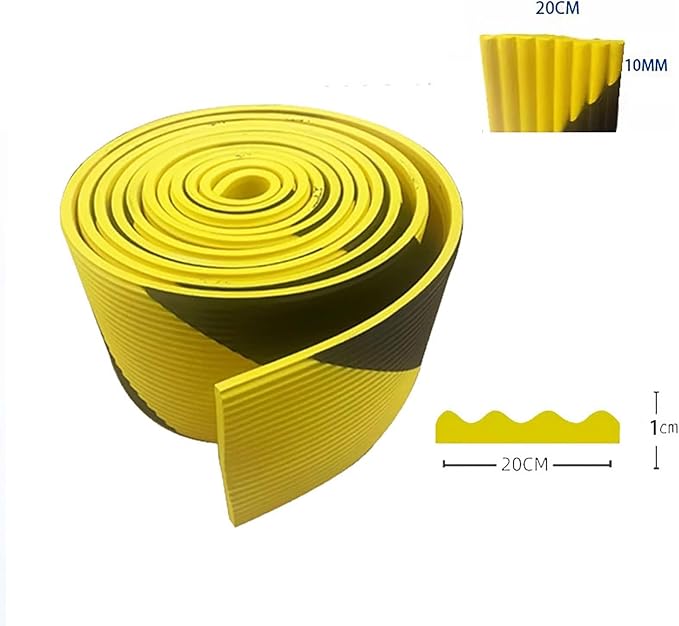 Heavy Duty Wall & Corner Guards 5m Corrugated Self-Adhesive NBR Rubber Protection with Yellow/Black Stripes for Parking Columns & Garage Safety(10PCS,20 cm)