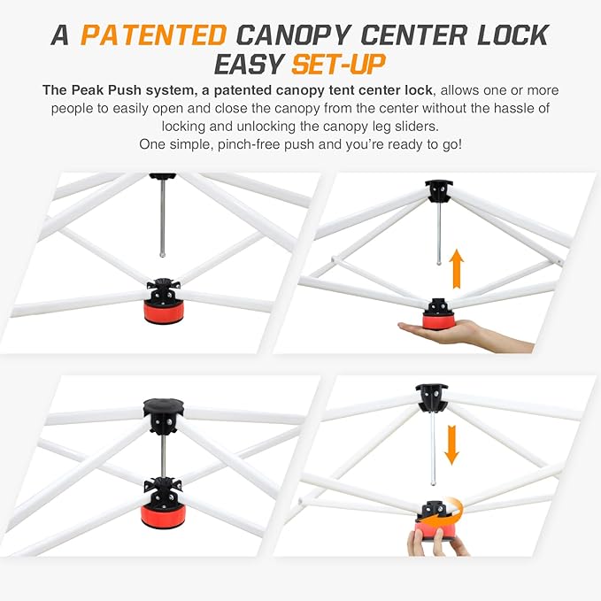 EAGLE PEAK 10x10 Slant Leg Pop-up Canopy Tent Easy One Person Setup Instant Outdoor Beach Canopy Folding Portable Sports Shelter 10x10 Base 8x8 Top (Cowboy)