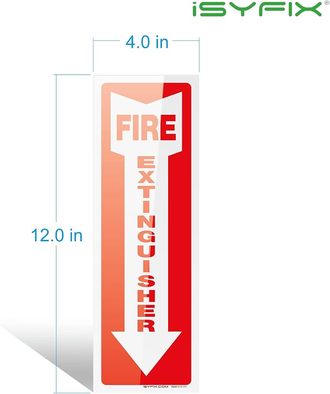 iSYFIX Fire Extinguisher Signs Stickers – 3 Pack 4x12 Inch – Premium Self-Adhesive Vinyl Decal, Laminated for Ultimate UV, Weather, Scratch, Water & Fade Resistance, Indoor & Outdoor
