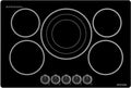 ThermoMate 30 Inch Electric Cooktop, 5 Burners Knob Control Built-in Ceramic Cooktop, 30" Radiant Electric Stove Top of 9000W with 9 Heat Levels, Hot Surface Indicator, 220-240v, Hard Wired