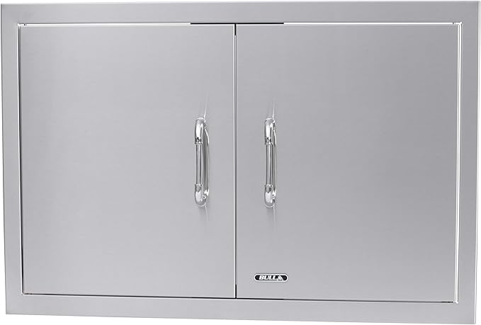Bull Outdoor Products Premium Outdoor Kitchen Bundle – Angus 75,000 BTU Built-In Grill Head, Double Drawer with Reveal, 38" Double Doors, Single Side Burner, 304 Stainless Steel – NG