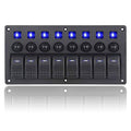 8 Gang Boat Rocker Switch Panel Marine Switch Panel Waterproof Marine Toggle Switches ON/Off with Circuit Breaker for Car RV Truck Automotive 12V-24V