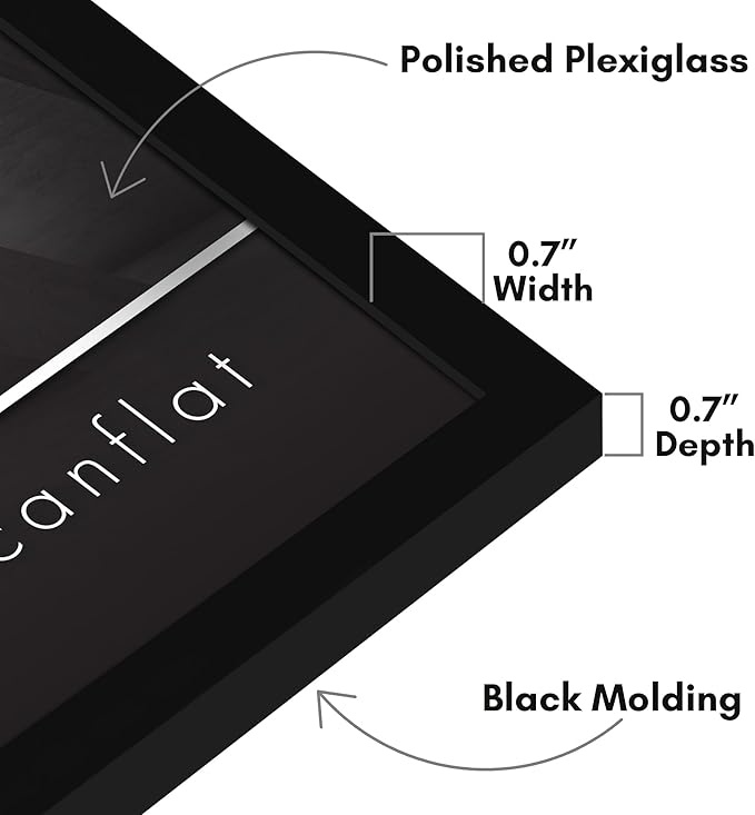Americanflat 21x28 Poster Frame with Polished Plexiglass - Streamline Collection - Thin Border Picture Frame for Wall Display - Hanging Hardware Included - Black