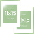 Homeforia 11x15 Picture Frame Sage Green, High End Metal 11x15 Wall Hanging Frame with Mat 8.5x11, 11 x 15 Poster Frames Matted to 8.5 x 11 inch Photo, 11by15 Frame, Tempered Glass, Wall Kit, Set of 2