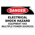 Danger Electrical Shock Hazard Multiple Power Source Label Decal Sticker 7 Inches X 5 Inches