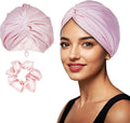 Adjustable Silk Satin Hair Bonnet for Sleeping Women, Double Layer, Hair Wrap Straight Curly Natural Hair Bonus a Scrunchie