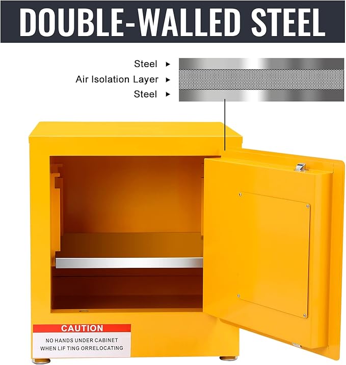 Flammable Cabinet, Galvanized Steel Safety Cabinet, Adjustable Shelf Flammable Storage Cabinet, for Commercial Industrial and Home Use,17x17x18In