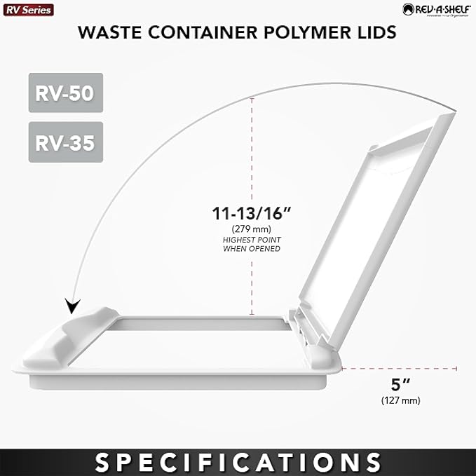 Rev-A-Shelf 35 Qt Under Sink Garbage Can Lid for Base Kitchen and Bathroom Cabinet, Replacement Plastic Trash Bin Lid Only, White, RV-35-LID-1
