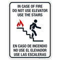 in Case of Fire Do Not Use Elevator Use The Stairs Bilingual Sign, Fire Safety Sign, 18x24 Inches, 55 mil Thick HDPE (high Density polyethylene), Made in USA